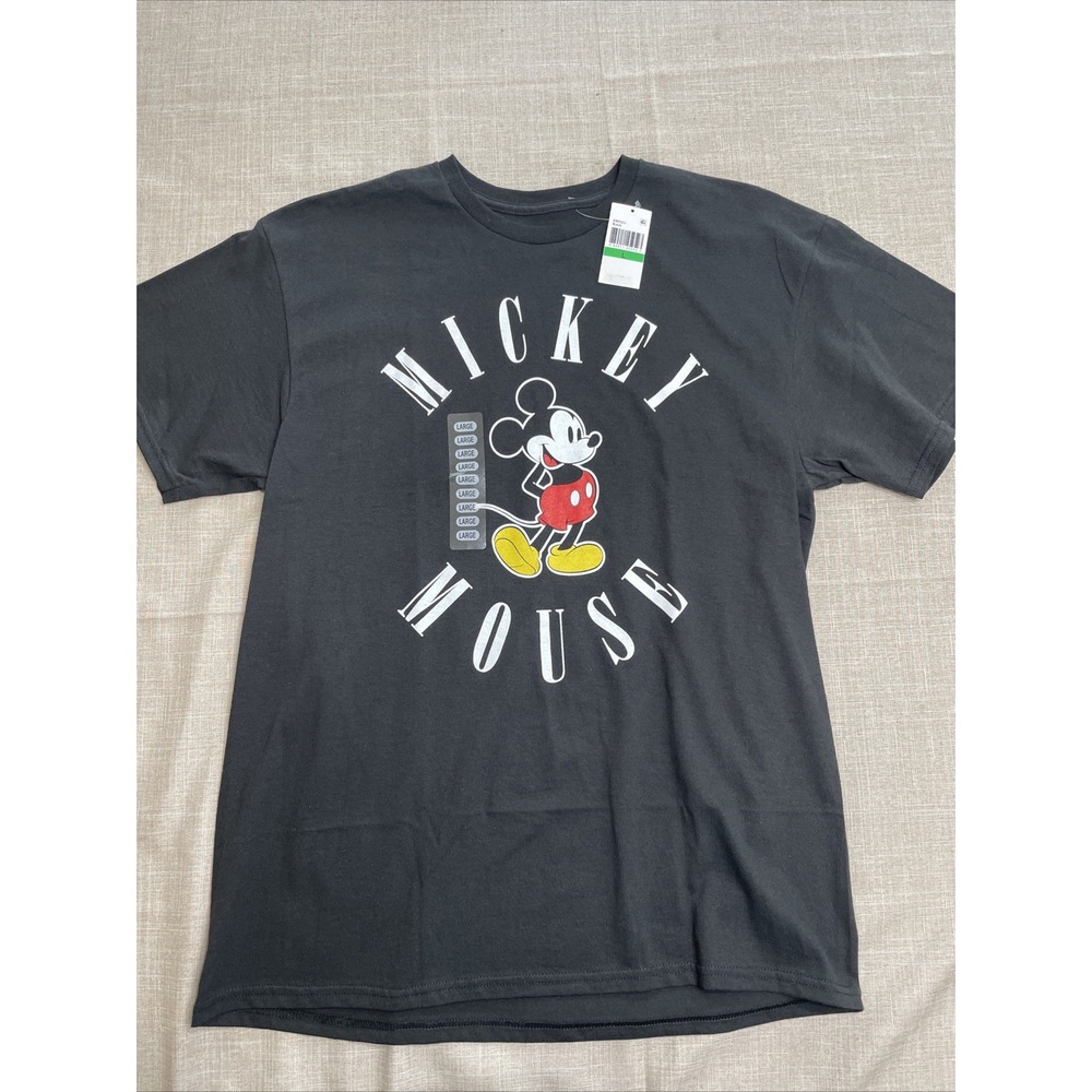 Authentic Disney Men's Black Graphic Mickey Mouse Short-Sleeve T-Shirt Size L